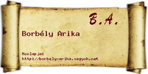Borbély Arika névjegykártya